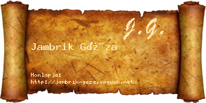 Jambrik Géza névjegykártya