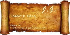 Jambrik Géza névjegykártya