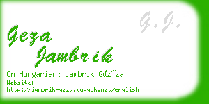 geza jambrik business card